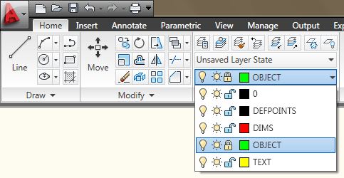 Layer Tool Panel in AutoCAD 2010