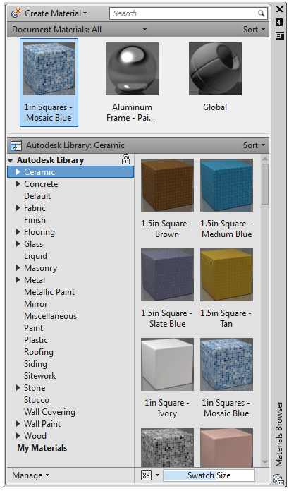 Materials Palette for AutoCAD 2012