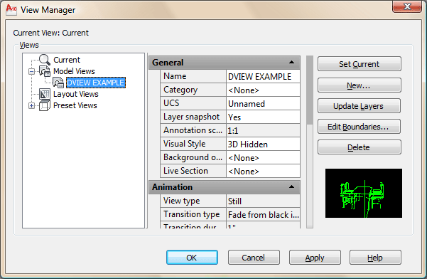 View Dialog in AutoCAD 2007