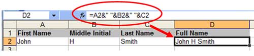 Excel formula with a Ampersand