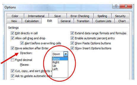 Changing the cell pointer in Excel